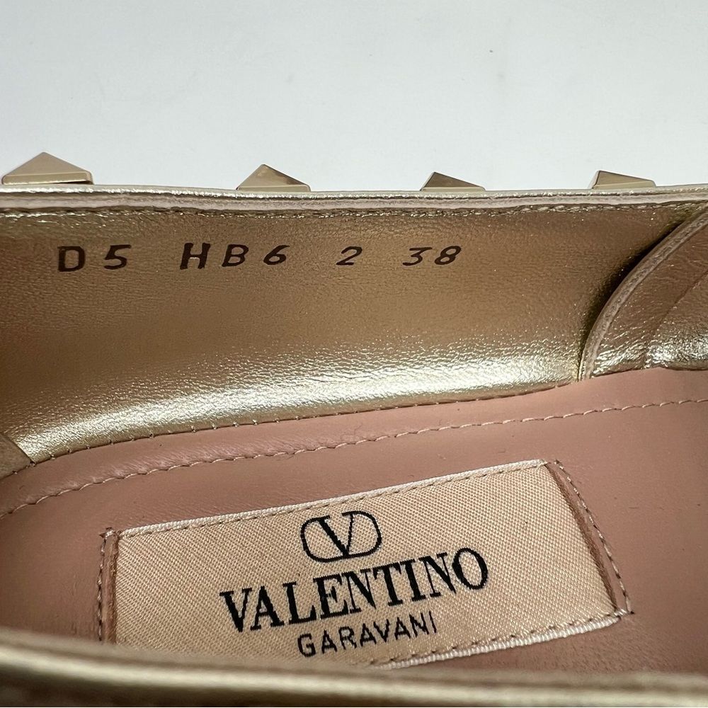 NEW! Valentino Garavani Metallic Gold Rockstud Bow Flats - Picture 9 of 10